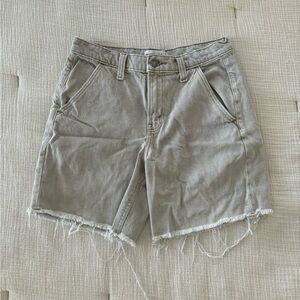 Abercrombie and Fitch Mid-Rise Jean Shorts in Faded Beige
